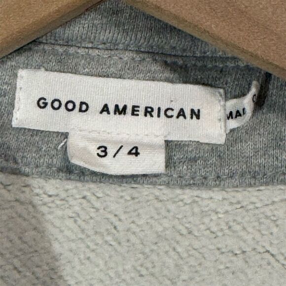 Good American Heather Grey Fleece Shirt Jacket Size 3/4 NWT $129 Cozy Button Up - Picture 6 of 9